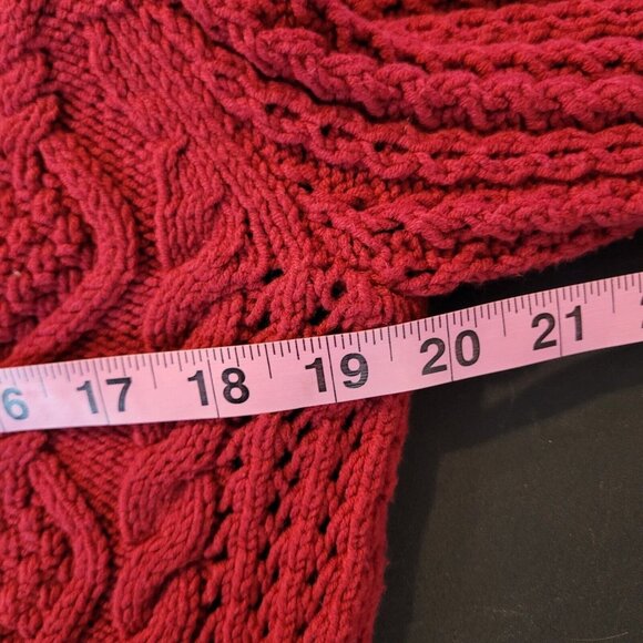 Charter Club Sweater Womens Small Red Cable Knit V-Neck Button Collar - Picture 7 of 7